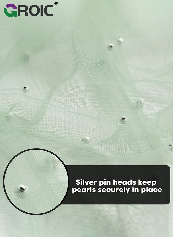 GROIC عداء طاولة لؤلؤي، 75*300 سم، غطاء طاولة شفاف من التول الأخضر، غطاء طاولة حجاب للحلويات، زينة لينة من الدانتيل، زينة طاولة رومانسية، مفارش لحفلات الزفاف، حفلات استقبال المواليد، أعياد الميلاد، المنزل - Image 5